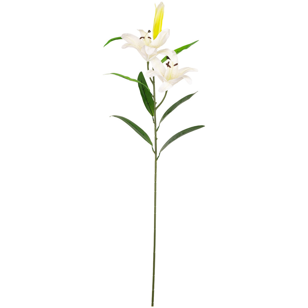 Lily Stem x 2, 1 Bud & 7 Leaves White image 0
