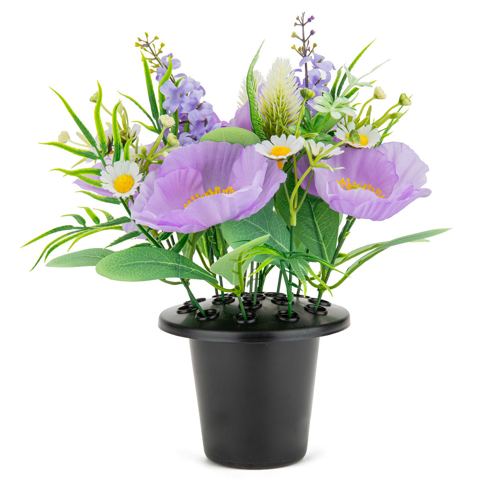 Grave Pot Poppies and Daisies Lilac image 0