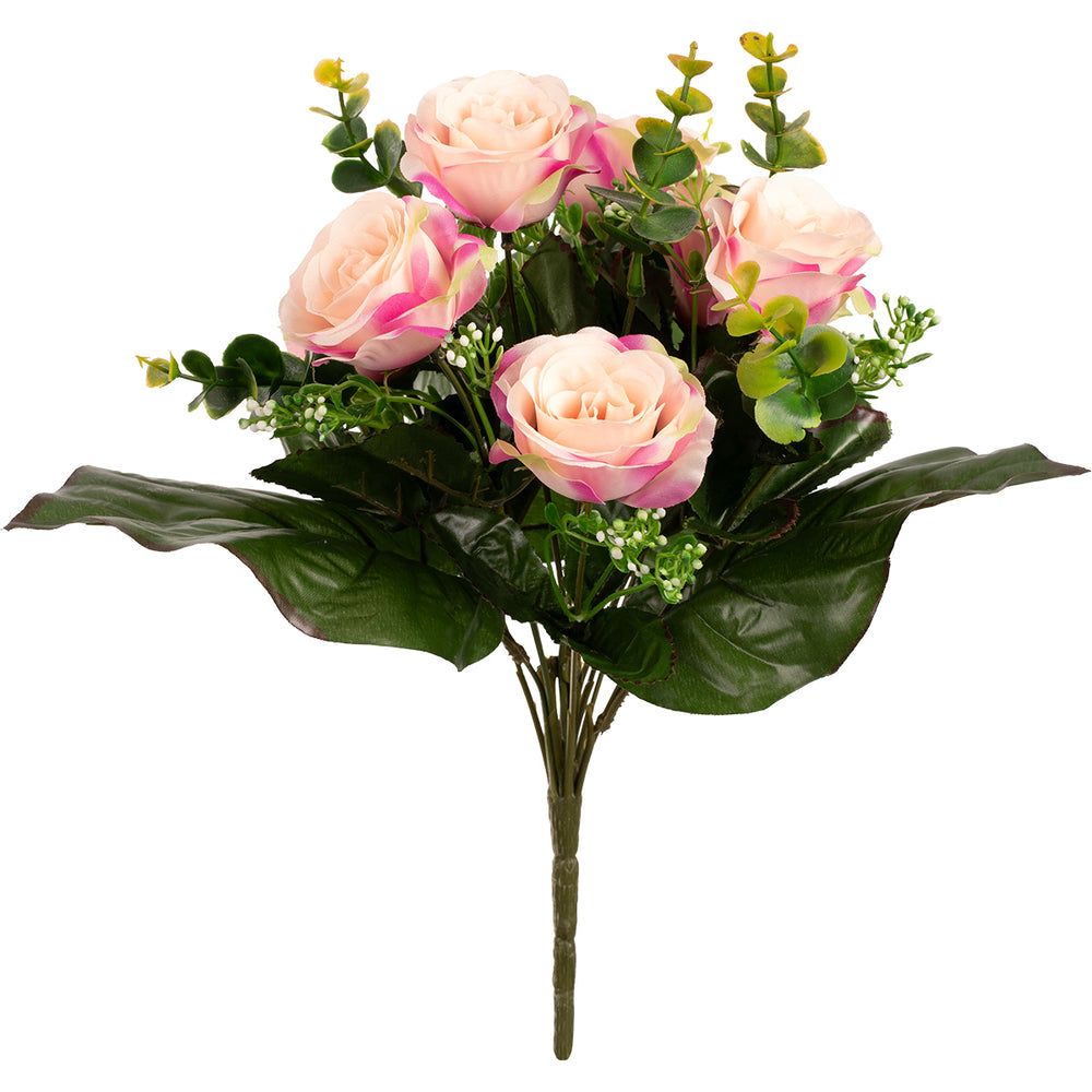 Rose and Eucalyptus 35cm Bush Cream/Pink image 0