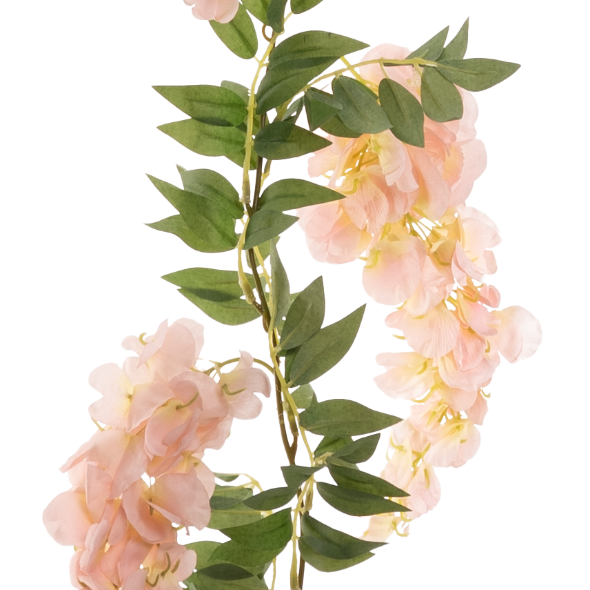 Wisteria Garland 1.8m 3 x Large Pink Flowers 6 x Small Pink Flowers & 34 Leaves image 0