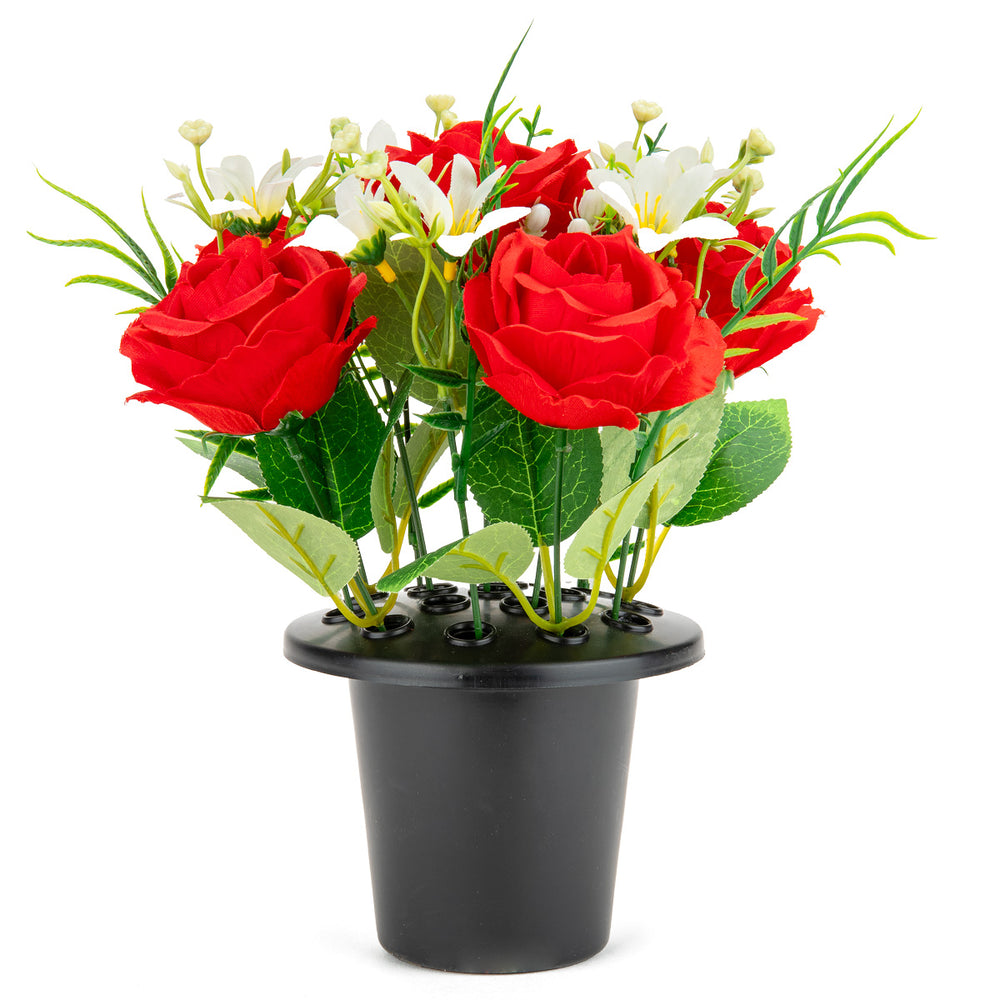 Grave Pot Roses and Lillies Red image 0