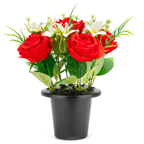Grave Pot Roses and Lillies Red image 0