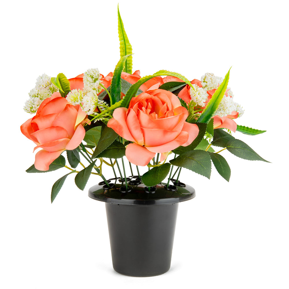 Grave Pot Roses and Achillea Coral image 0