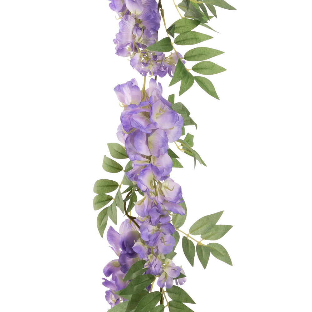 Wisteria Garland 1.8m 3 Large 6 Small 34 Leaves Violet image 0