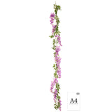 Wisteria Garland 1.8m 3 Large 6 Small 34 Leaves Purple image 1