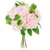 38cm Peony Hydrangea with Greenery Bouquet Light Pink/Cream image 1