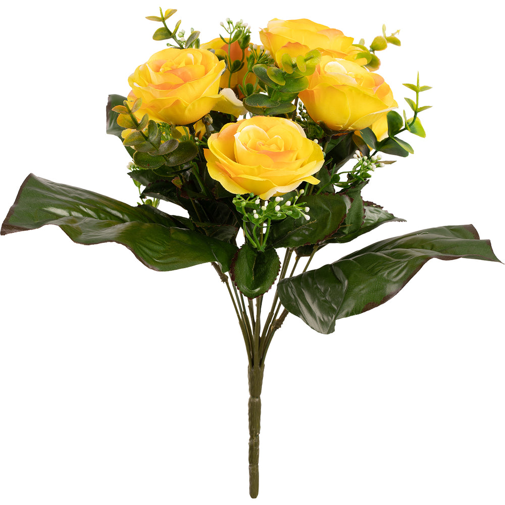 Rose and Eucalyptus 35cm Bush Tinted Yellow image 0