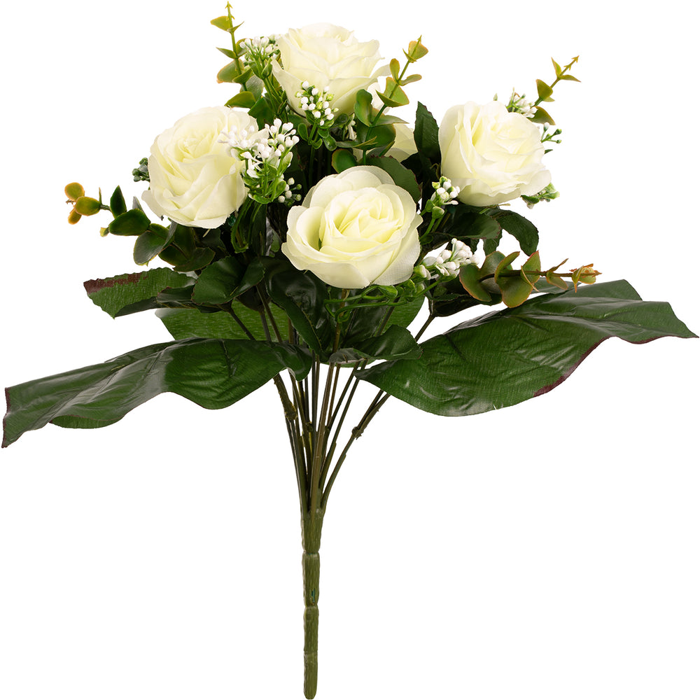 Rose and Eucalyptus 35cm Bush Ivory image 0