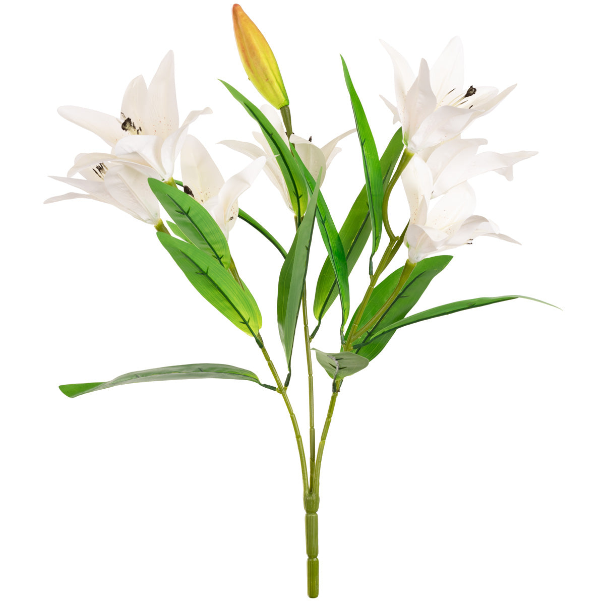 Lily Bush x 7 Flowers, 1 Bud & 9 Leaves White image 0