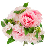 38cm Peony Hydrangea with Greenery Bouquet Mid Pink/Light Pink image 1
