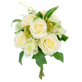 39cm Rose with Greenery Bouquet Cream image 1