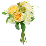 39cm Rose with Greenery Bouquet Cream Asst image 1
