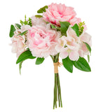 38cm Peony Hydrangea with Greenery Bouquet Mid Pink/Light Pink image 2