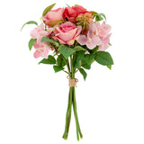 39cm Rose with Greenery Bouquet Dark Pink Asst image 0