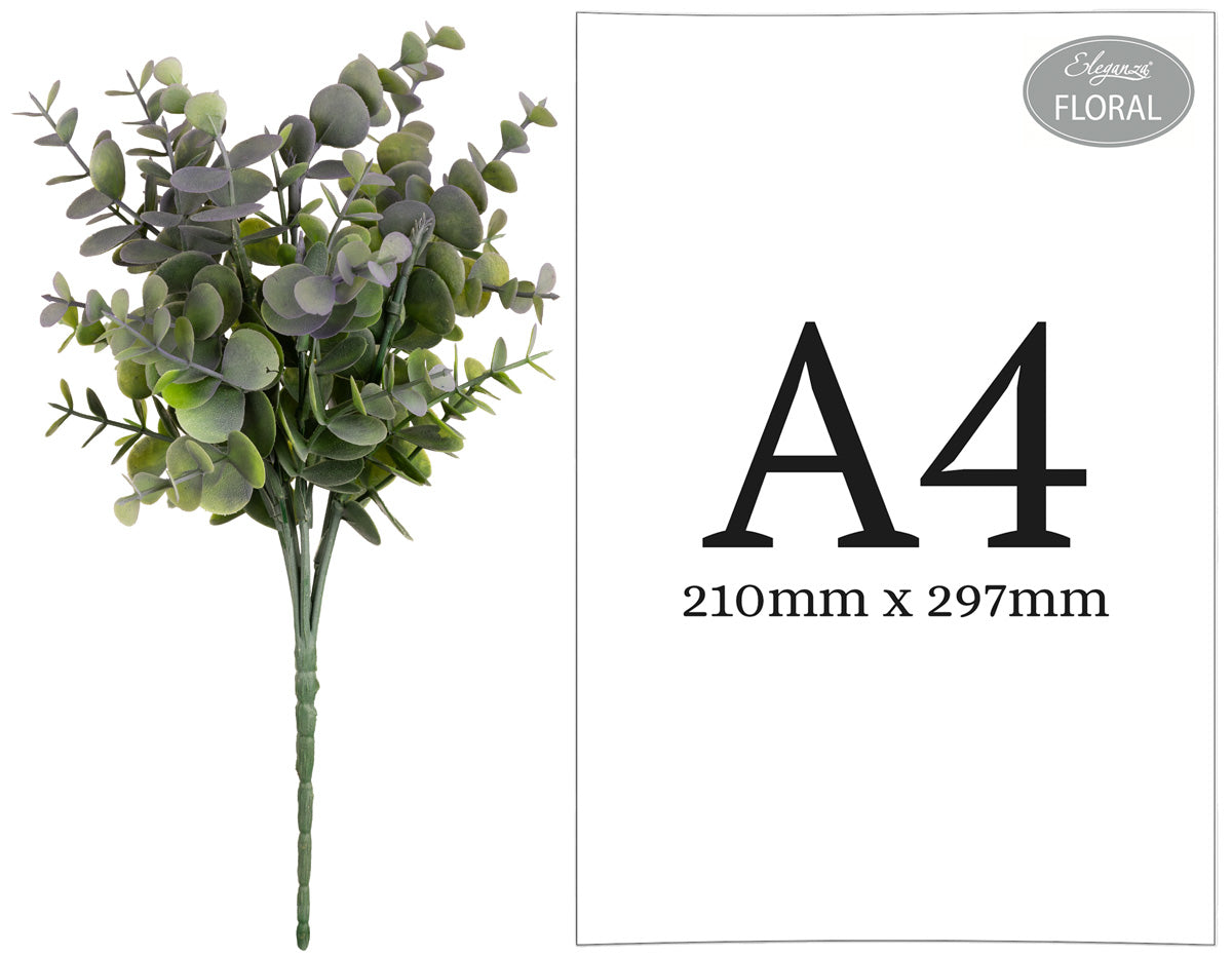 Plastic Eucalyptus Bush Small Green/Lavender image 1