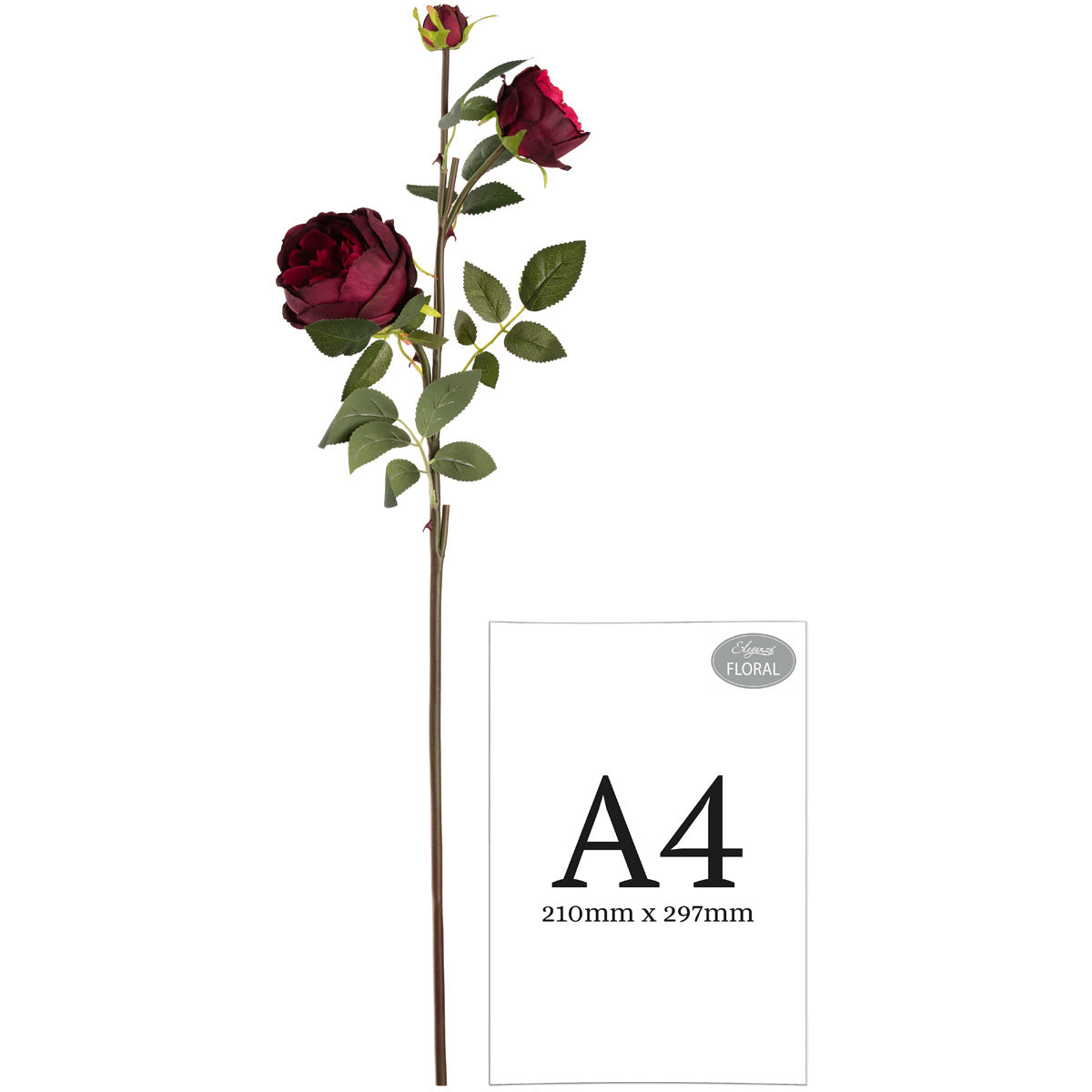 Elizabeth Garden Rose Spray x 3 Burgundy image 2