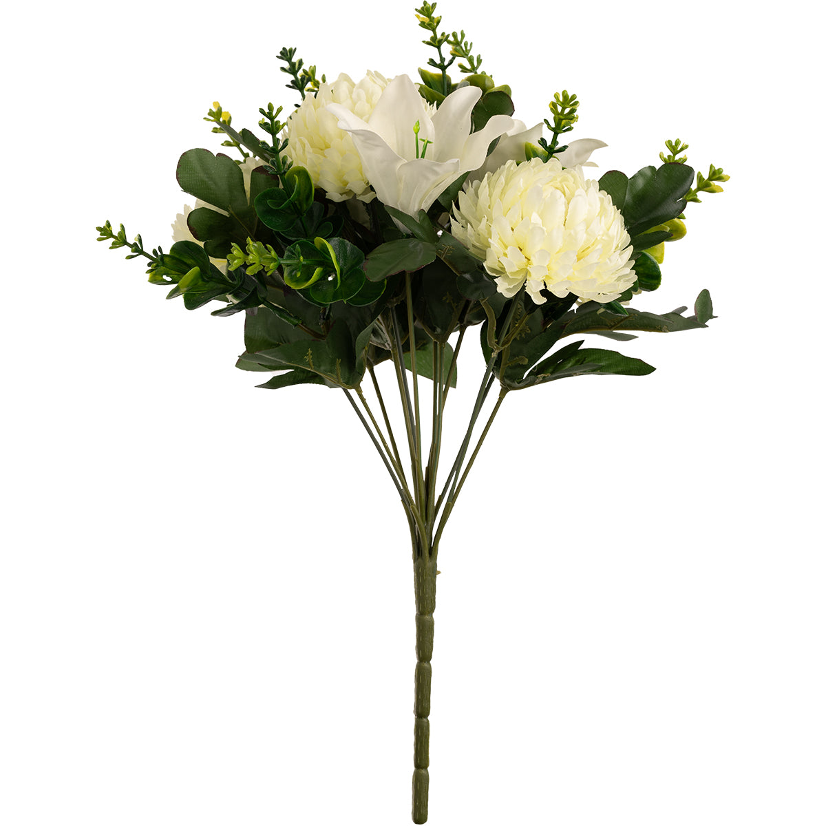 Chrysanth, Lily and Eucalyptus 33cm Bush White image 0