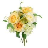 39cm Rose with Greenery Bouquet Cream Asst image 2
