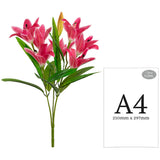Lily Bush x 7 Flowers, 1 Bud & 9 Leaves Hot Pink image 2
