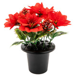 Grave Pot Red Poinsettia and Holly image 0
