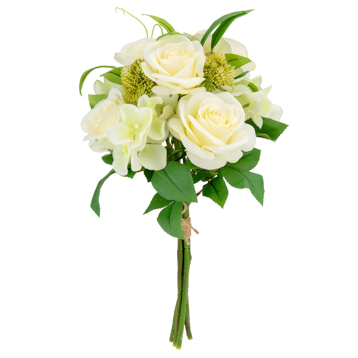 39cm Rose with Greenery Bouquet Cream image 2
