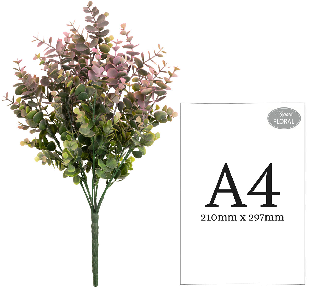Plastic Eucalyptus Bush Large x 9 Green/Pink