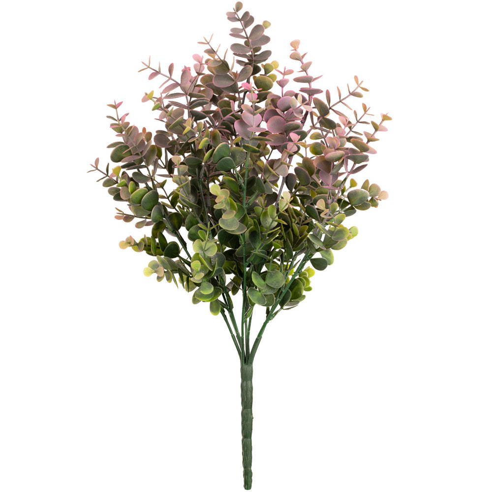 Plastic Eucalyptus Bush Large x 9 Green/Pink