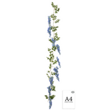 Wisteria Garland 1.8m 3 x Large Blue Flowers & 6 x Small Blue Flowers with 34 Leaves image 1