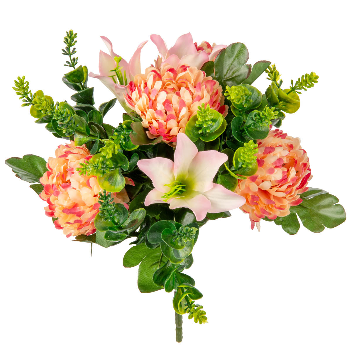 Chrysanth, Lily and Eucalyptus 33cm Bush Dusky Pink image 1