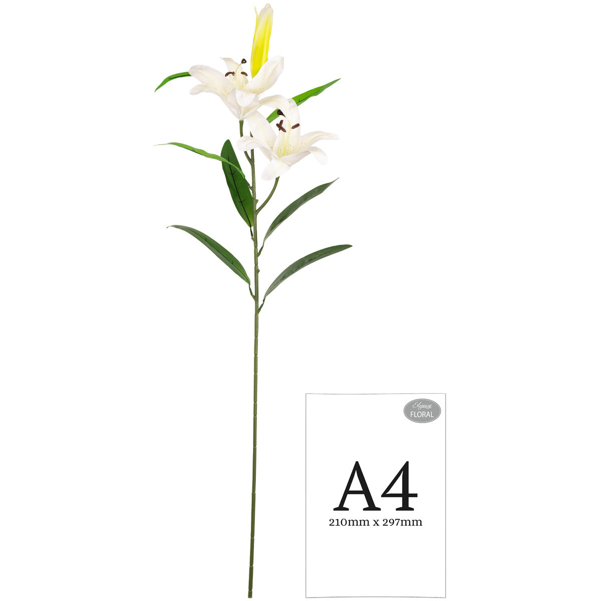 Lily Stem x 2, 1 Bud & 7 Leaves White image 2