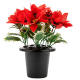 Grave Pot Red Poinsettia and Holly image 2