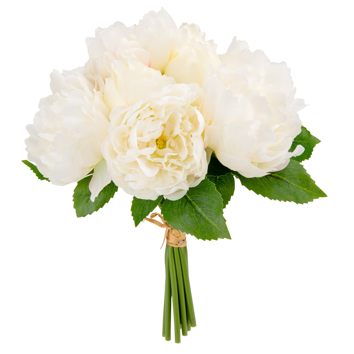 36cm Peony Bouquet x 10 heads Cream image 1
