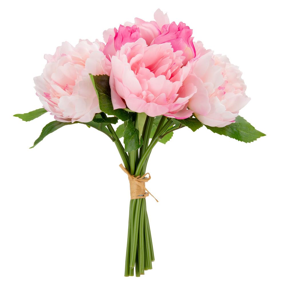 36cm Peony Bouquet x 10 heads Mid Pink image 0