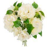 38cm Peony Hydrangea with Greenery Bouquet Cream image 2