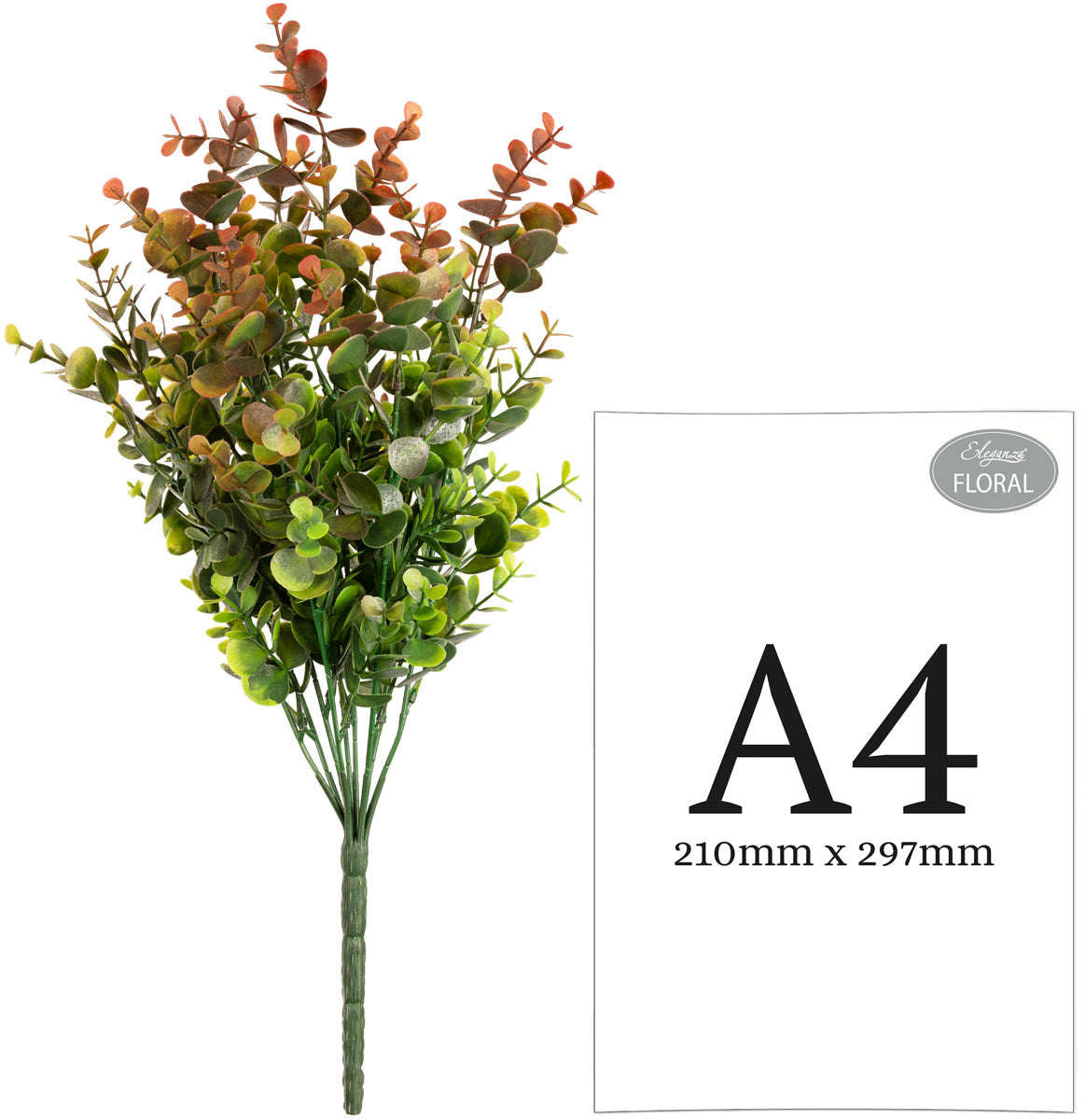 Plastic Eucalyptus Bush Large x 9 Green/Red image 1