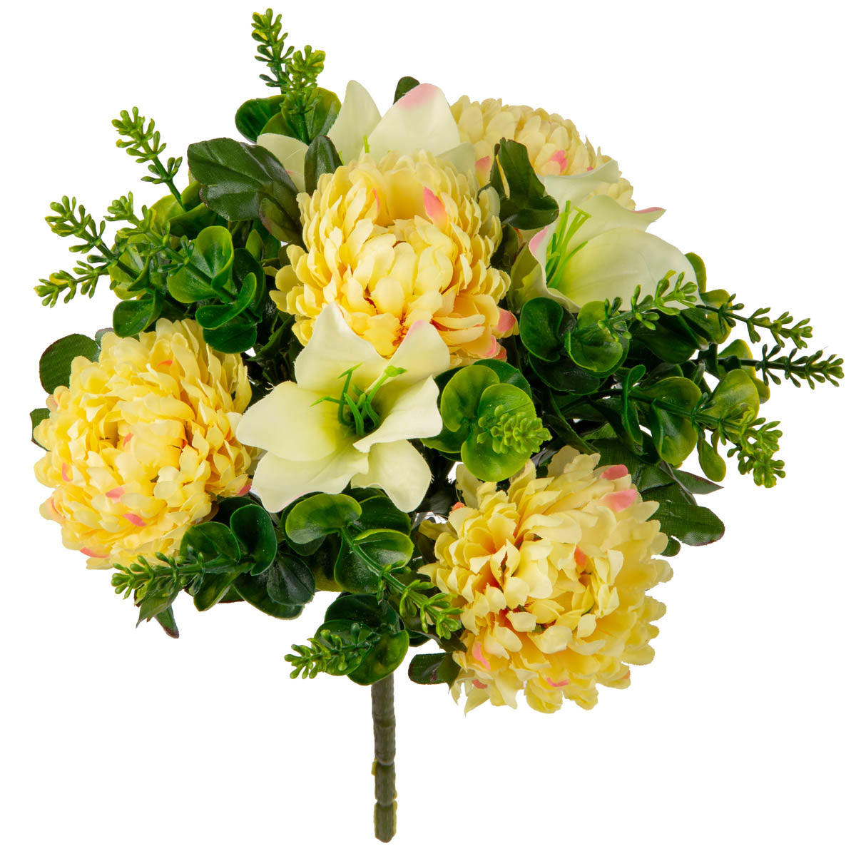 Chrysanth, Lily and Eucalyptus 33cm Bush Ivory image 1