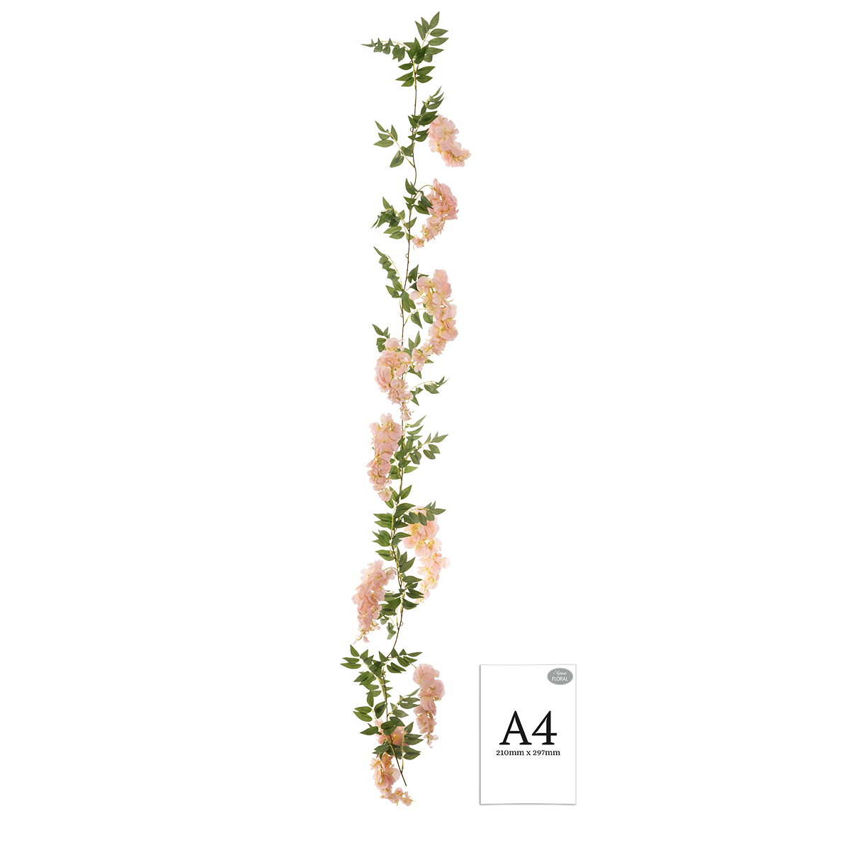 Wisteria Garland 1.8m 3 x Large Pink Flowers 6 x Small Pink Flowers & 34 Leaves image 1