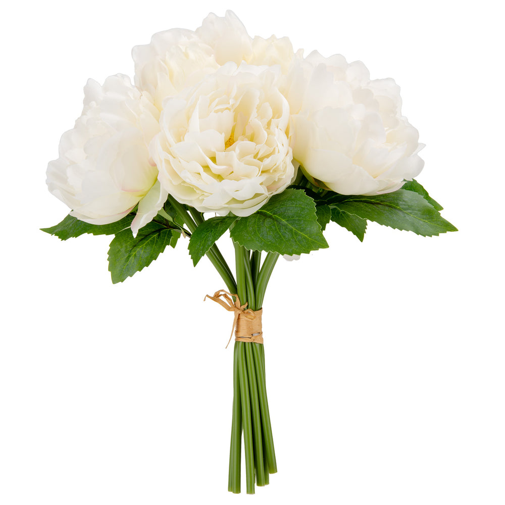 36cm Peony Bouquet x 10 heads Cream image 0