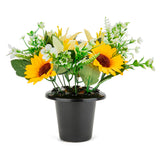 Grave Pot Sunflowers and Lillies Yellow/White image 0