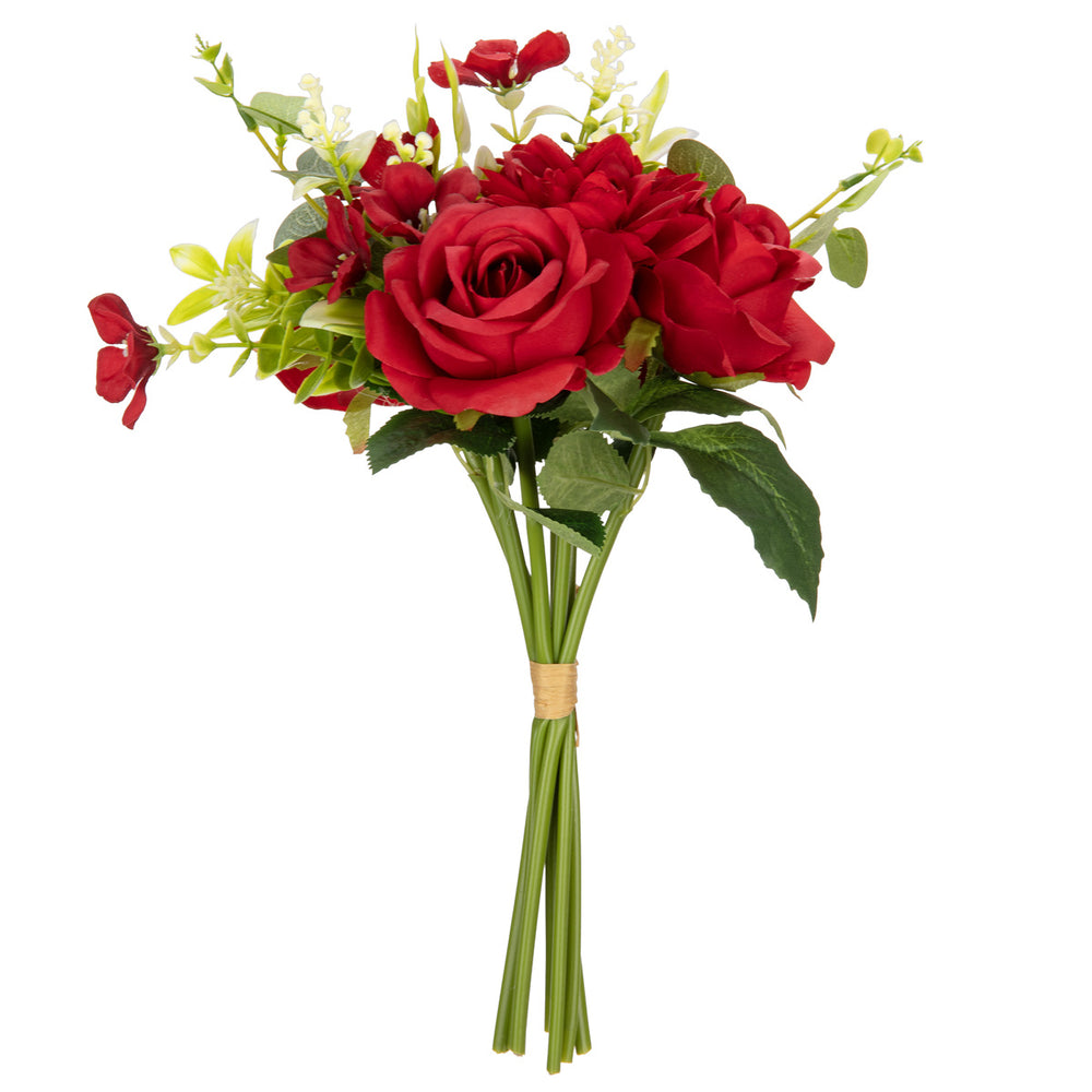 Hand Tied Rose Dahlia Bunch Red image 0