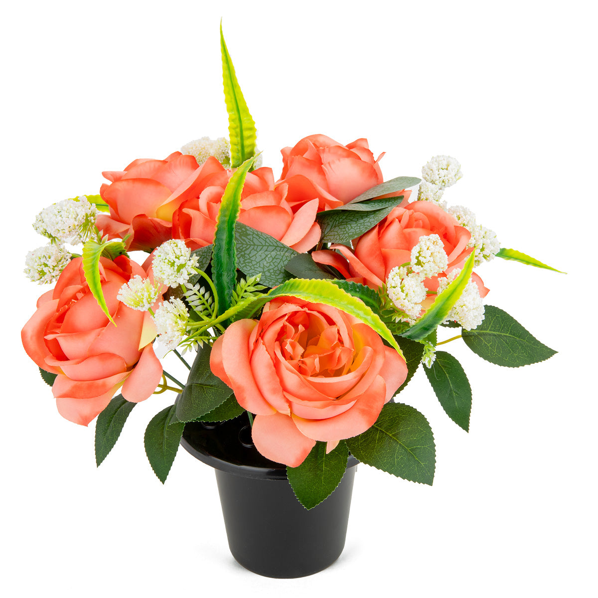 Grave Pot Roses and Achillea Coral image 1