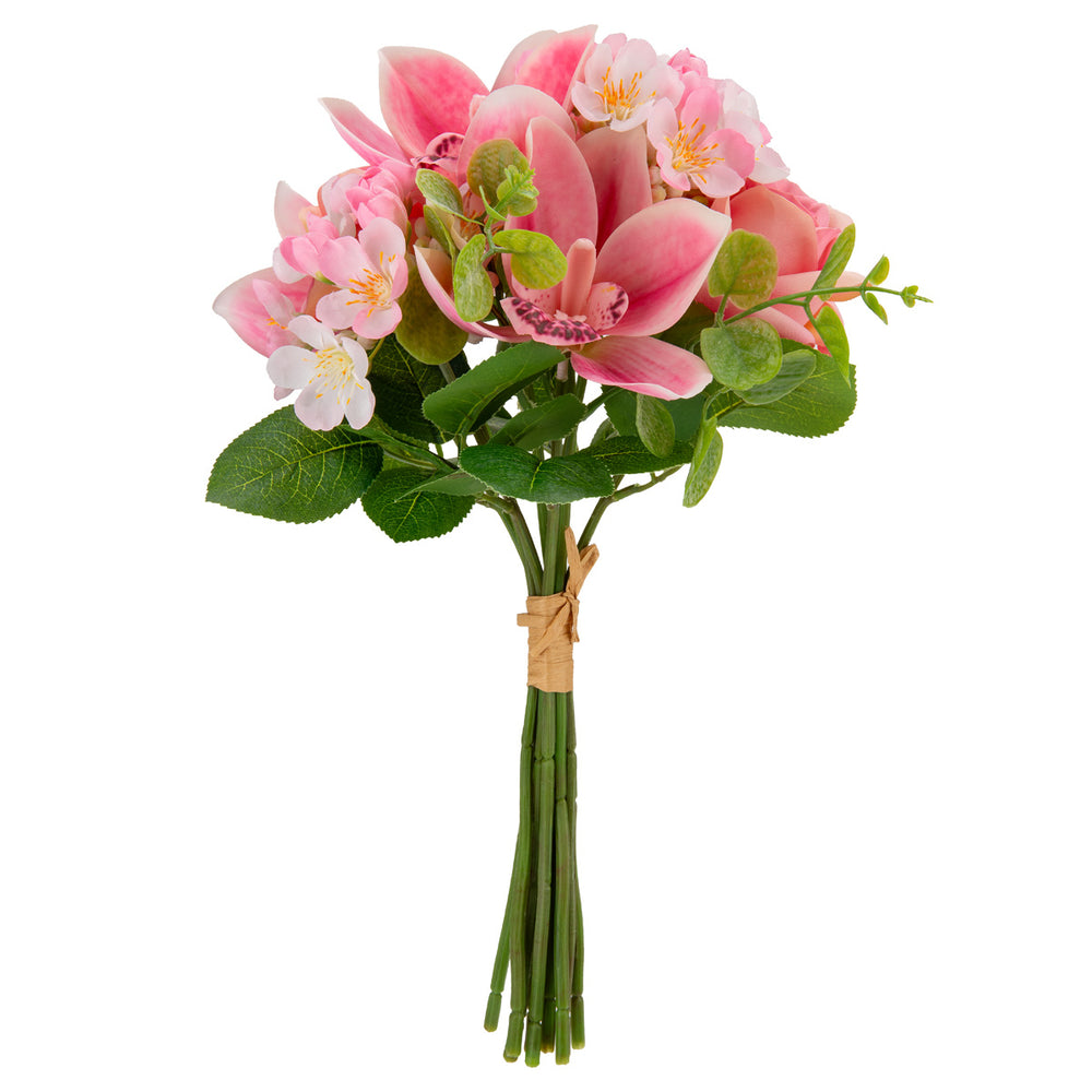 37cm Rose and Orchid Bouquet Dark Pink image 0