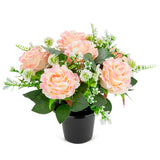 Grave Pot Tea Roses and Mixed Foliage Two Tone Pink image 1