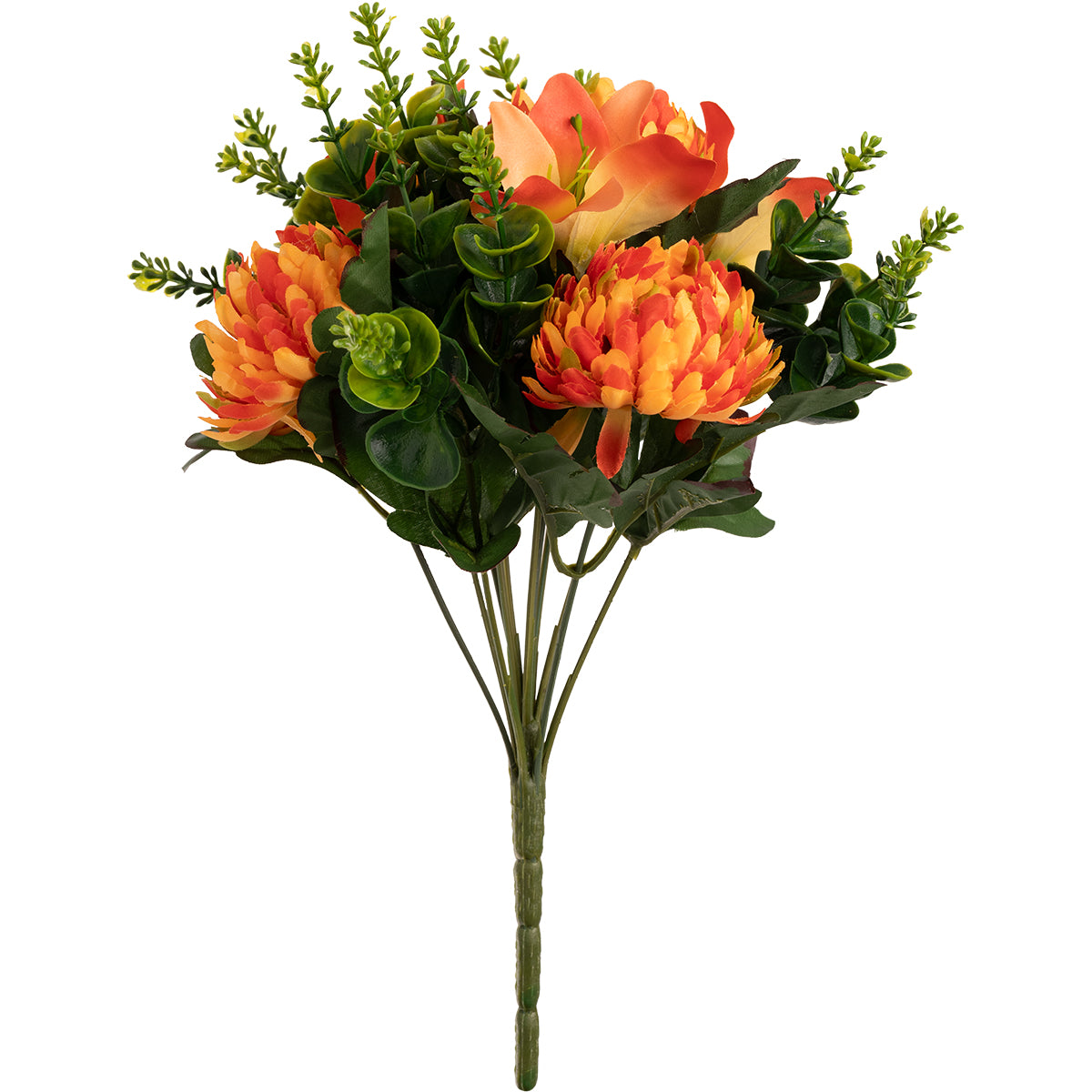 Chrysanth, Lily and Eucalyptus 33cm Bush Orange image 0