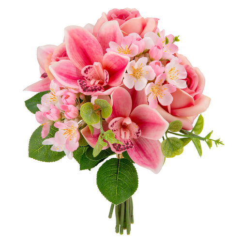 37cm Rose and Orchid Bouquet Dark Pink image 1