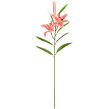 Lily Stem x 2, 1 Bud & 7 Leaves Light Pink image 0