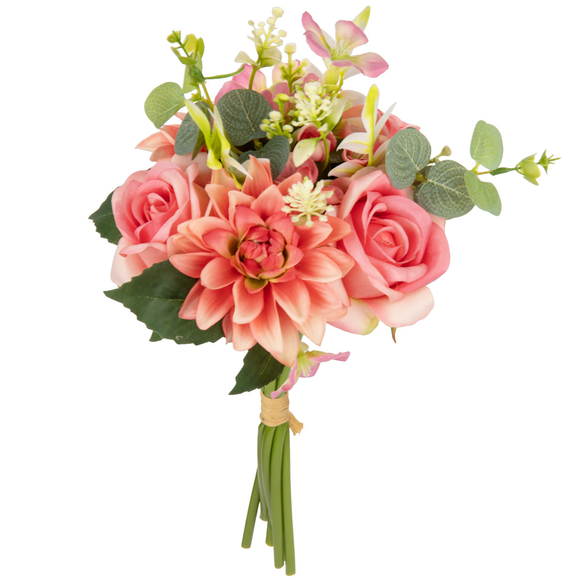 Hand Tied Rose Dahlia Bunch Dark Pink image 1