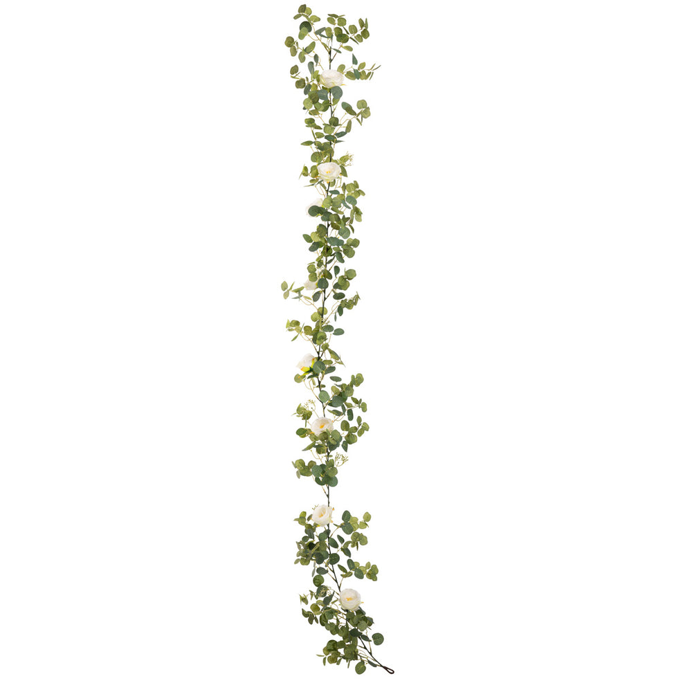 Eucalyptus Garland with Wild Rose White image 0