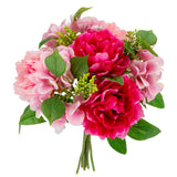 38cm Peony Hydrangea with Greenery Bouquet Dark Pink/Mid Pink image 2