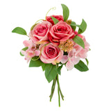 39cm Rose with Greenery Bouquet Dark Pink Asst image 1